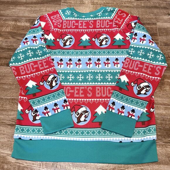 Bucees Christmas Ugly Sweater 2XL Santa Beaver Red Green Knit Holiday Pullover - Picture 7 of 8